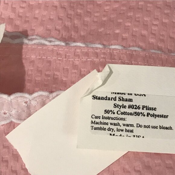 Matouk Twin Blanket Cover + Standard Sham Plisse Style 026 Pink Lace Made USA - Picture 3 of 4